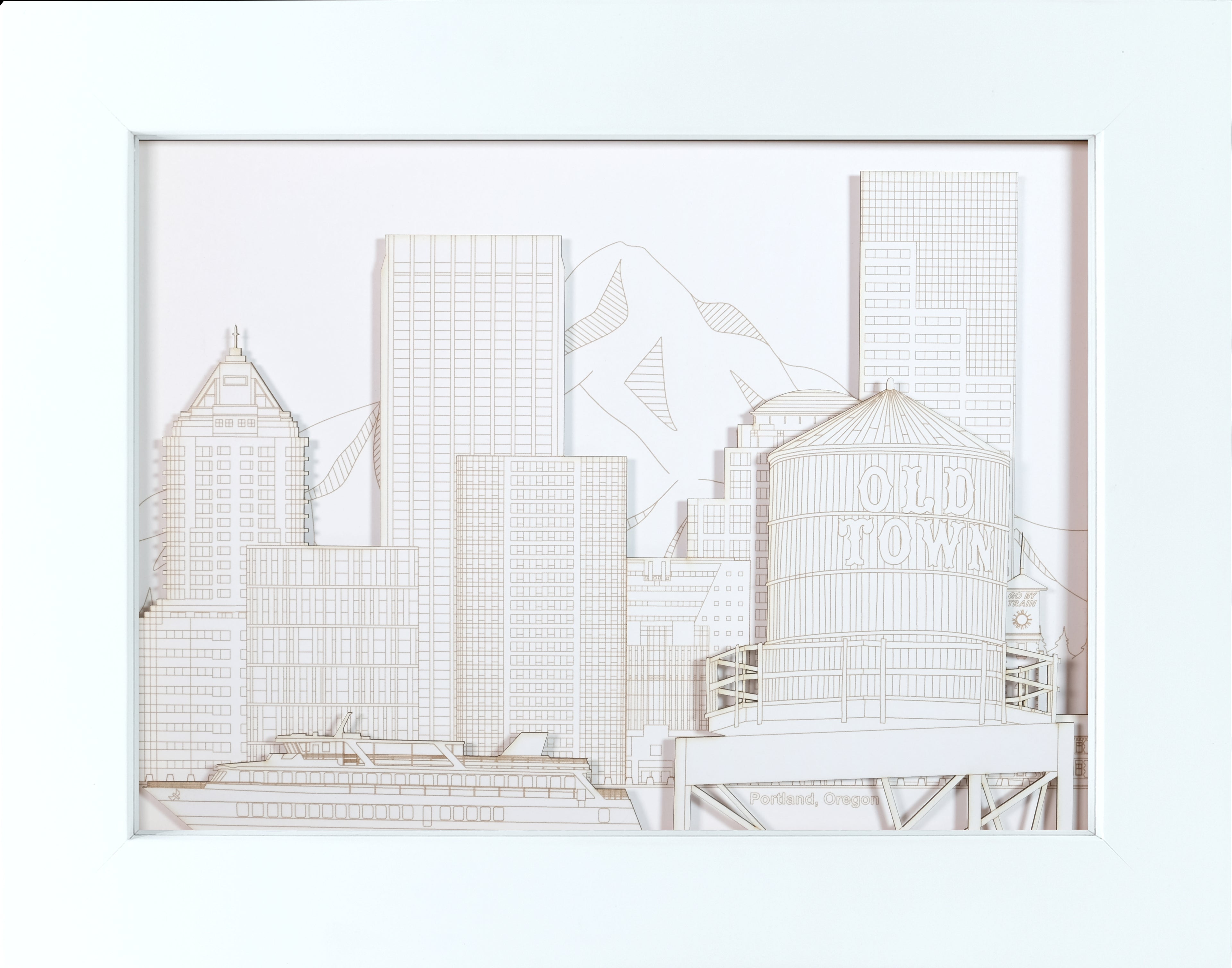 Portland Skyline & Old Town Water Tower, Landscape Set